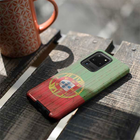 Portuguese Flag Dark Wood Galaxy S20 Ultra 5G Pro Case
