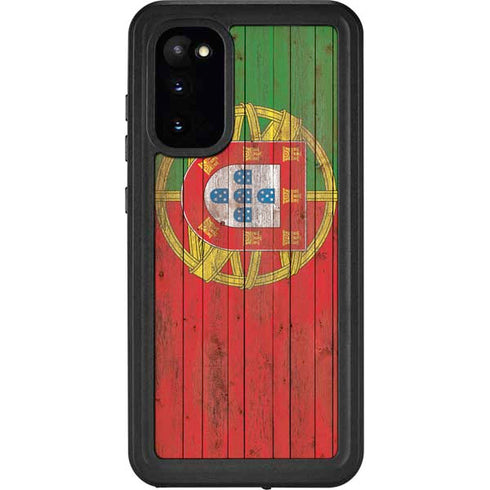 Portuguese Flag Dark Wood Galaxy S20 Waterproof Case