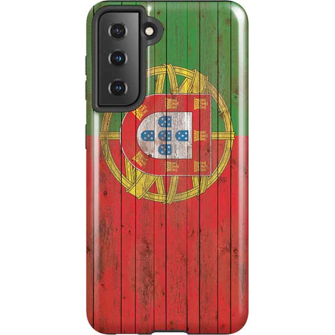 Portuguese Flag Dark Wood Galaxy S21 5G Pro Case