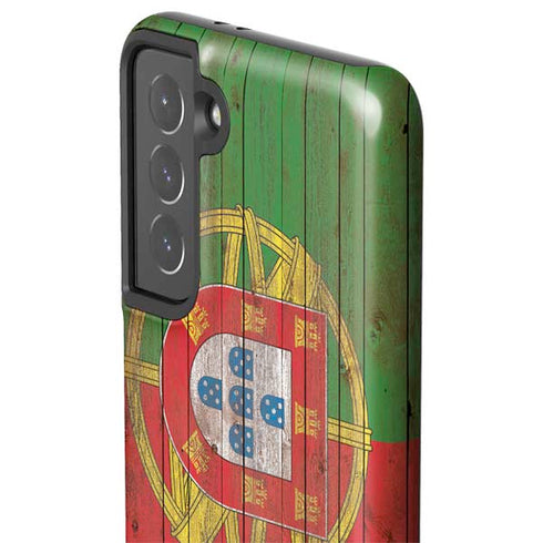 Portuguese Flag Dark Wood Galaxy S21 5G Pro Case