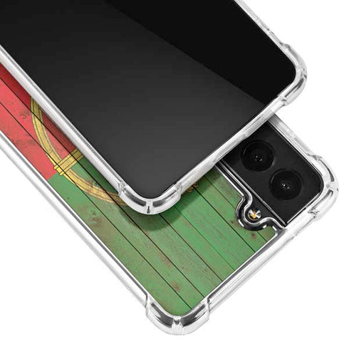 Portuguese Flag Dark Wood Galaxy S21 Plus 5G Clear Case