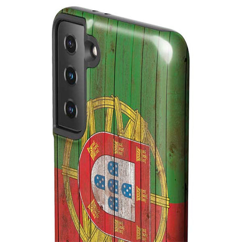 Portuguese Flag Dark Wood Galaxy S21 Plus 5G Pro Case