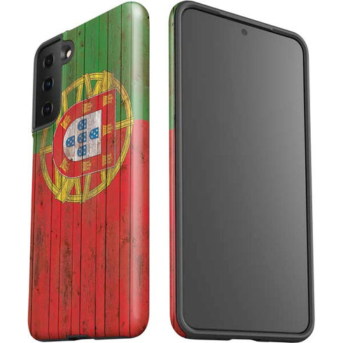 Portuguese Flag Dark Wood Galaxy S21 Plus 5G Pro Case