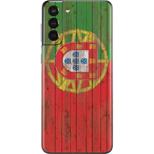 Portuguese Flag Dark Wood Galaxy S21 Plus 5G Skin