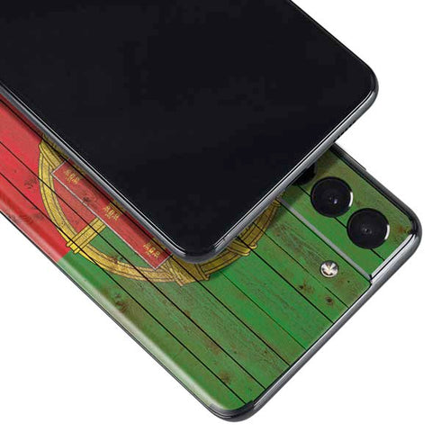 Portuguese Flag Dark Wood Galaxy S21 Plus 5G Skin