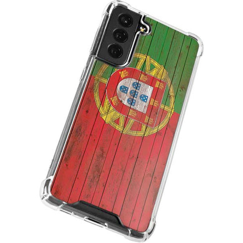 Portuguese Flag Dark Wood Galaxy S22 Clear Case