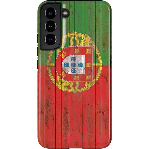 Portuguese Flag Dark Wood Galaxy S22 Plus Pro Case