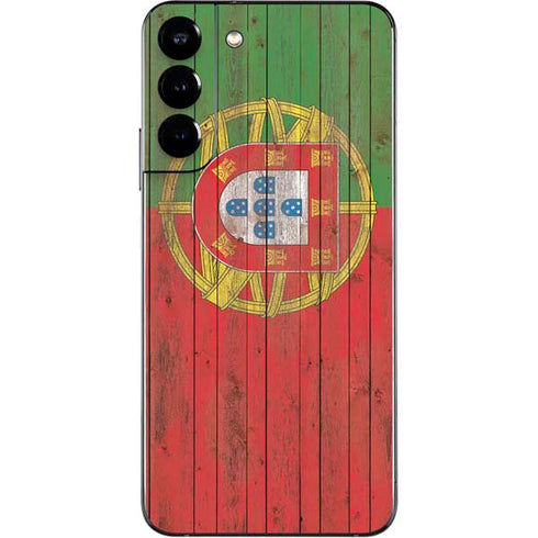 Portuguese Flag Dark Wood Galaxy S22 Plus Skin