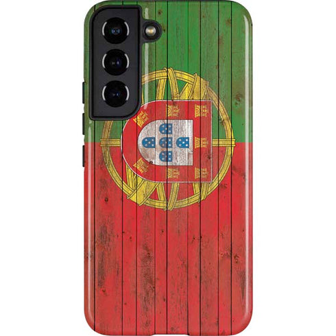 Portuguese Flag Dark Wood Galaxy S22 Pro Case