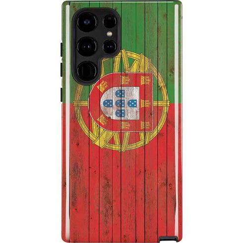 Portuguese Flag Dark Wood Galaxy S22 Ultra Pro Case