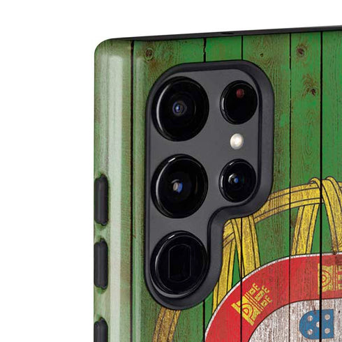 Portuguese Flag Dark Wood Galaxy S22 Ultra Pro Case