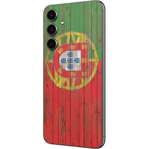 Portuguese Flag Dark Wood Galaxy S23 FE Skin
