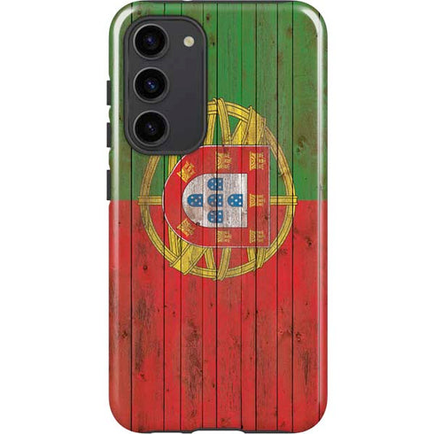 Portuguese Flag Dark Wood Galaxy S23 Plus Pro Case