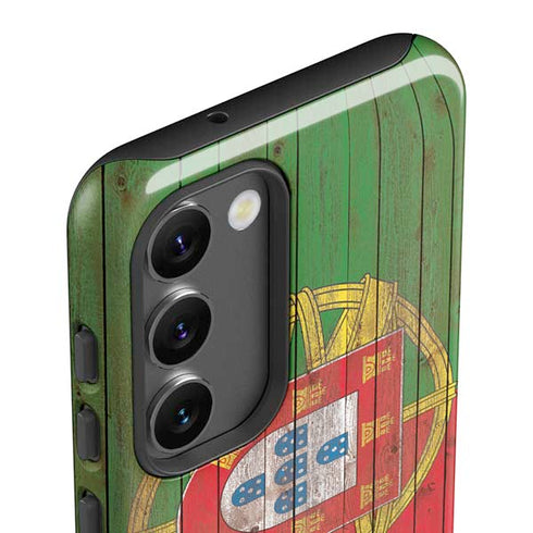 Portuguese Flag Dark Wood Galaxy S23 Plus Pro Case