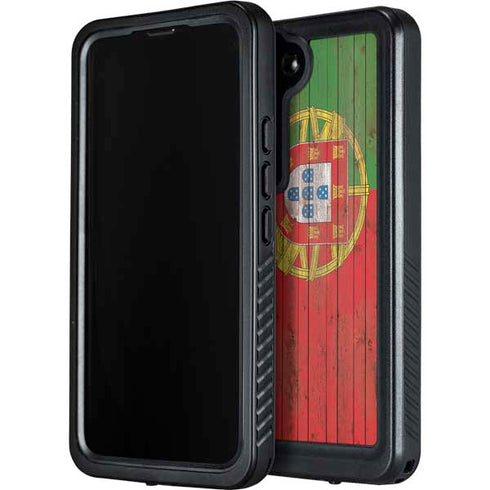 Portuguese Flag Dark Wood Galaxy S23 Plus Waterproof Case