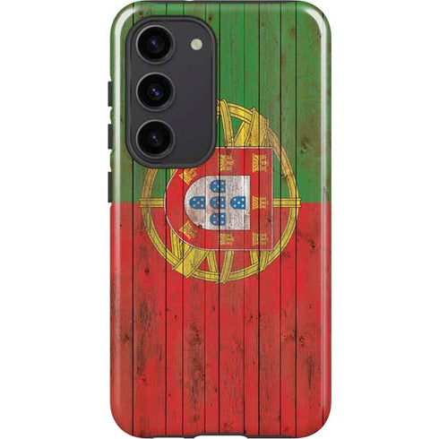 Portuguese Flag Dark Wood Galaxy S23 Pro Case