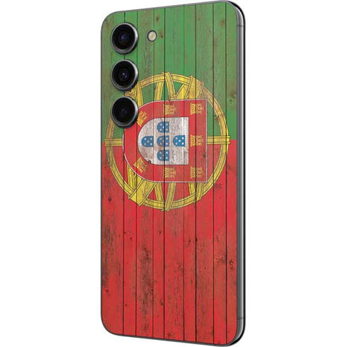 Portuguese Flag Dark Wood Galaxy S23 Skin
