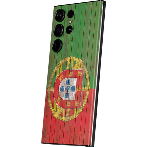 Portuguese Flag Dark Wood Galaxy S23 Ultra Skin