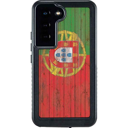 Portuguese Flag Dark Wood Galaxy S23 Waterproof Case