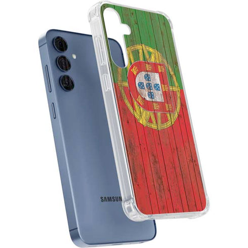 Portuguese Flag Dark Wood Galaxy S24 Clear Case