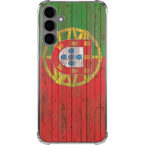 Portuguese Flag Dark Wood Galaxy S24 Plus Clear Case