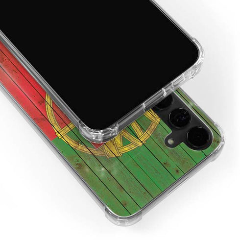 Portuguese Flag Dark Wood Galaxy S24 Plus Clear Case