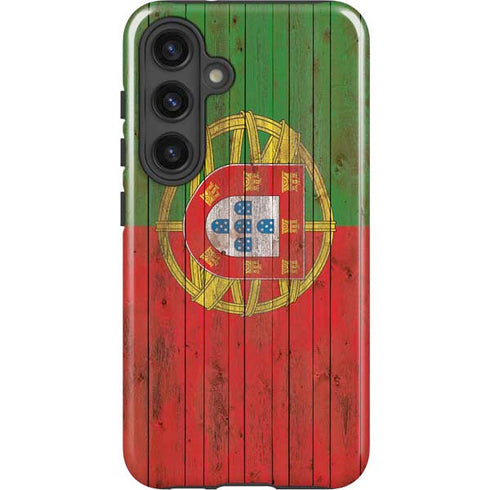 Portuguese Flag Dark Wood Galaxy S24 Plus Impact Case