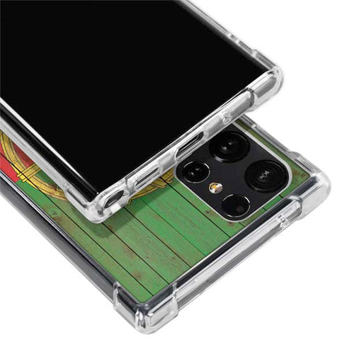 Portuguese Flag Dark Wood Galaxy S24 Ultra Clear Case