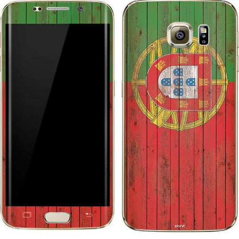 Portuguese Flag Dark Wood Galaxy S7 Edge Skin