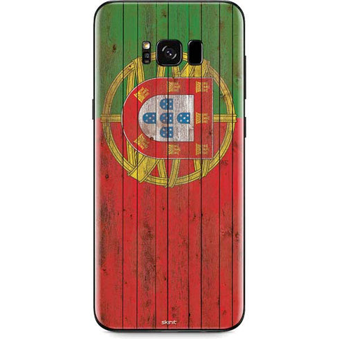 Portuguese Flag Dark Wood Galaxy S8 Plus Skin