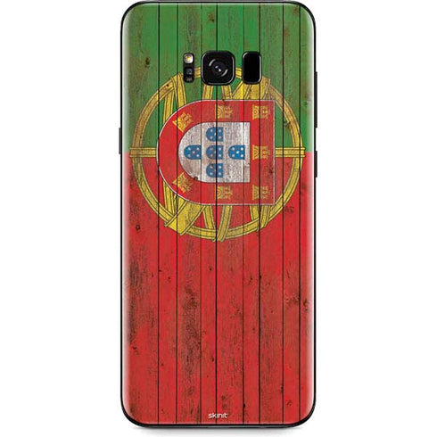Portuguese Flag Dark Wood Galaxy S8 Skin