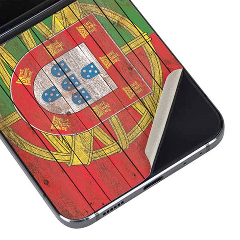 Portuguese Flag Dark Wood Galaxy Z Flip5 5G Skin