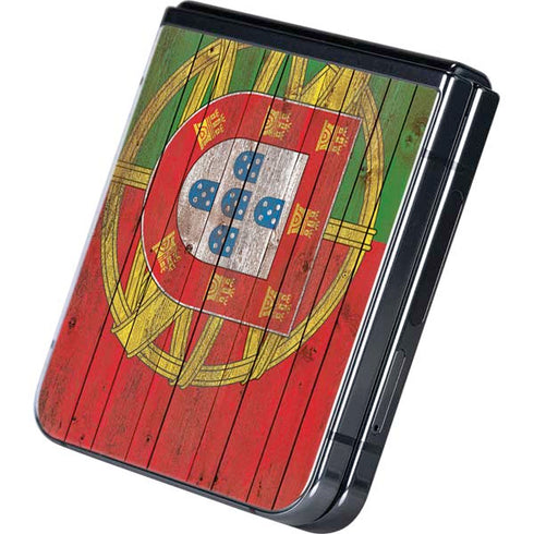 Portuguese Flag Dark Wood Galaxy Z Flip5 5G Skin
