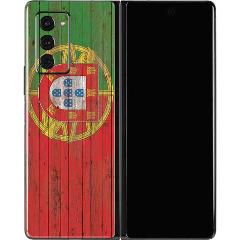 Portuguese Flag Dark Wood Galaxy Z Fold2 5G Skin