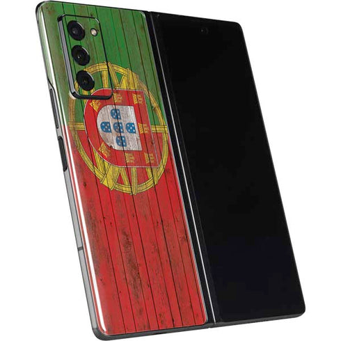 Portuguese Flag Dark Wood Galaxy Z Fold2 5G Skin