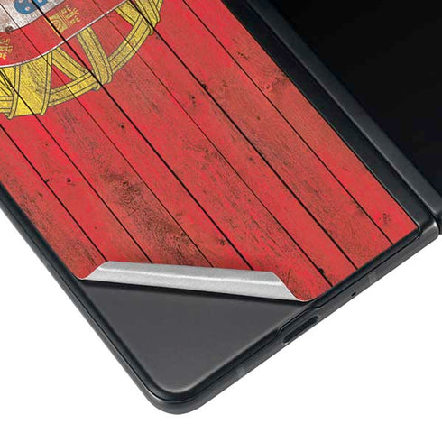 Portuguese Flag Dark Wood Galaxy Z Fold3 5G Skin