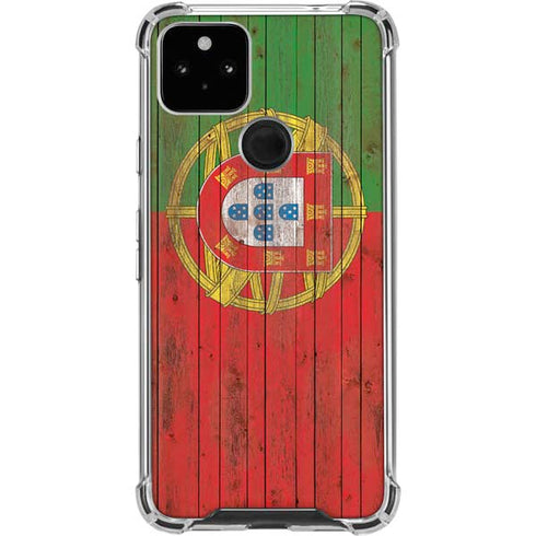 Portuguese Flag Dark Wood Google Pixel 4a 5G Clear Case