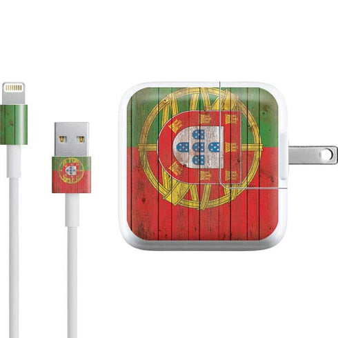Portuguese Flag Dark Wood iPad Charger (10W USB) Skin