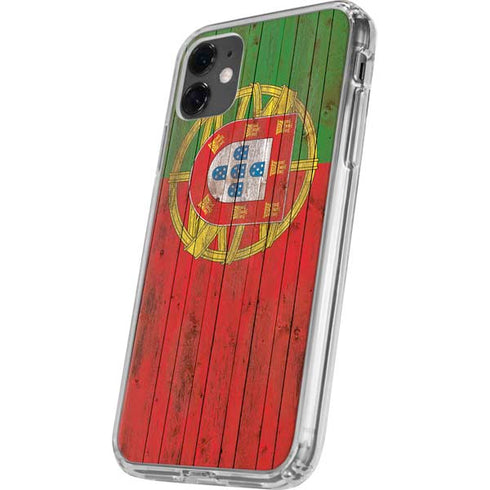 Portuguese Flag Dark Wood iPhone 11 Clear Case