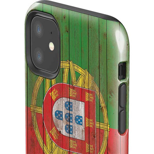 Portuguese Flag Dark Wood iPhone 11 Impact Case