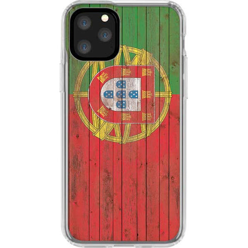 Portuguese Flag Dark Wood iPhone 11 Pro Clear Case