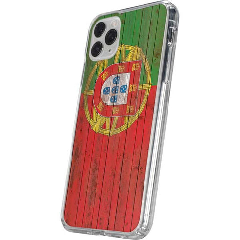 Portuguese Flag Dark Wood iPhone 11 Pro Clear Case