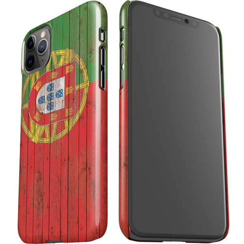 Portuguese Flag Dark Wood iPhone 11 Pro Max Lite Case