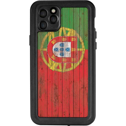 Portuguese Flag Dark Wood iPhone 11 Pro Max Waterproof Case