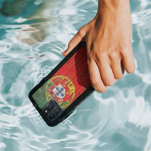 Portuguese Flag Dark Wood iPhone 11 Pro Waterproof Case