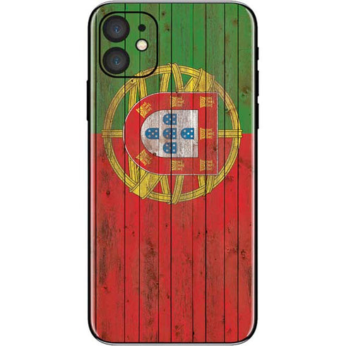 Portuguese Flag Dark Wood iPhone 11 Skin