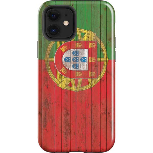 Portuguese Flag Dark Wood iPhone 12 Impact Case