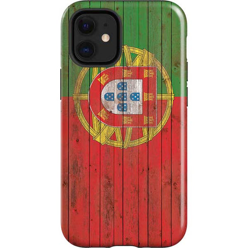 Portuguese Flag Dark Wood iPhone 12 Mini Impact Case