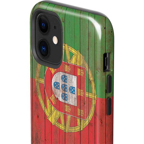 Portuguese Flag Dark Wood iPhone 12 Mini Impact Case