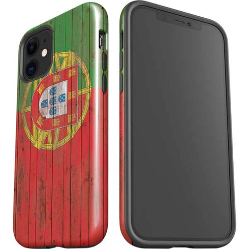 Portuguese Flag Dark Wood iPhone 12 Mini Impact Case